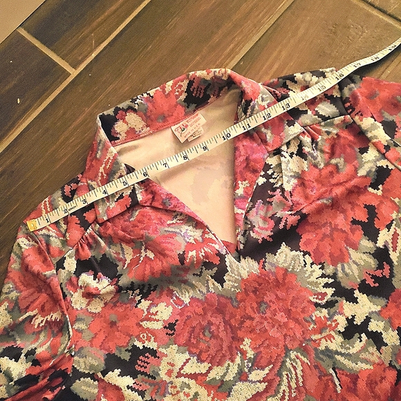VINTAGE Haband for Her Collared Vneck Floral Print Blouse with Belt - Picture 8 of 11